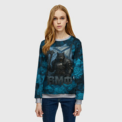 Свитшот женский Волк с флагом ВМФ, цвет: 3D-меланж — фото 2