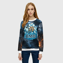 Свитшот женский Штурвал и якорь ВМФ, цвет: 3D-белый — фото 2