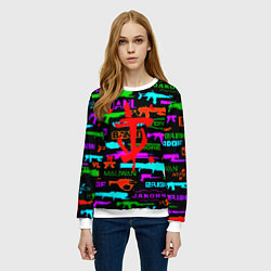 Свитшот женский Doom шутер паттерн, цвет: 3D-белый — фото 2