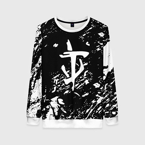 Женский свитшот Doom белые краски штрихи / 3D-Белый – фото 1