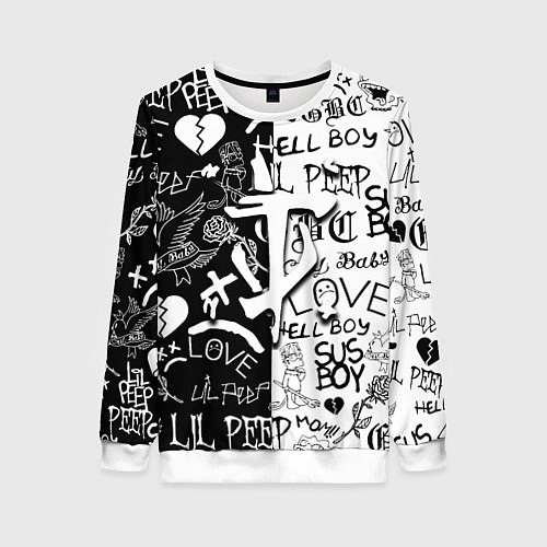 Женский свитшот Doom x liil peep pattern black / 3D-Белый – фото 1