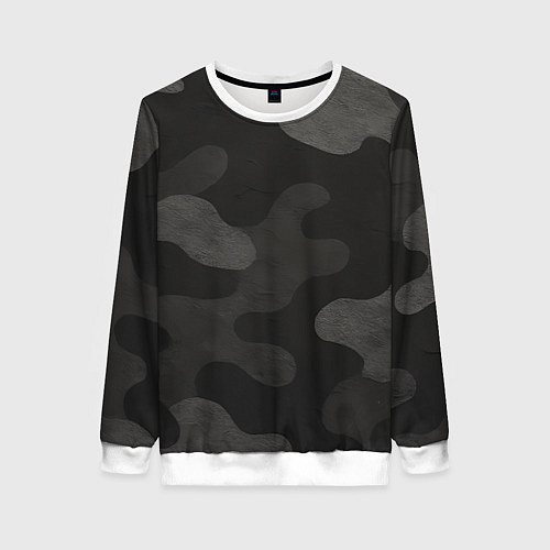 Женский свитшот Черно-серый камуфляж / 3D-Белый – фото 1
