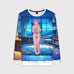 Свитшот женский Сиратори Айра хочет спать, цвет: 3D-белый