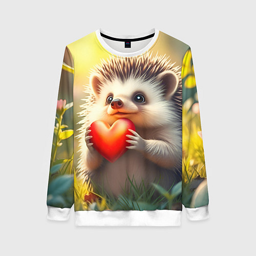 Женский свитшот Милаха ёжик влюблён / 3D-Белый – фото 1