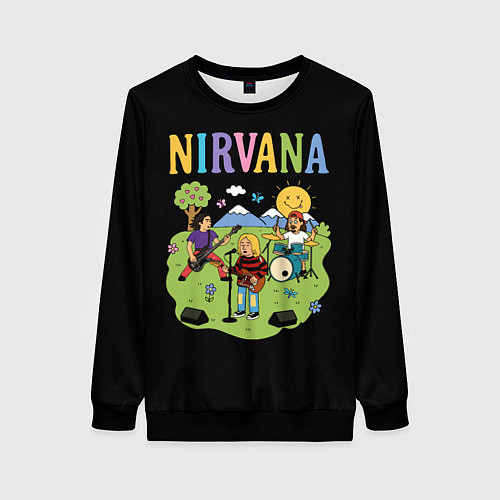 Женский свитшот Нирвана мультяшный стиль / 3D-Черный – фото 1