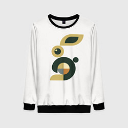 Свитшот женский Черный кролик в стиле модерн, цвет: 3D-черный