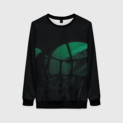 Женский свитшот Нападение Тилозавра на девушку в батискафе ужасы