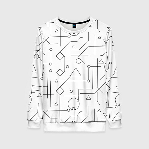 Женский свитшот Техно-Геометрия на белое / 3D-Белый – фото 1