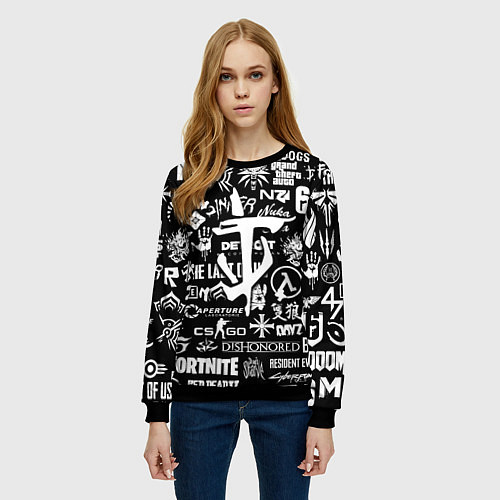 Женский свитшот Doom логотипы всех игр / 3D-Черный – фото 3