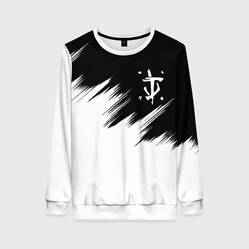 Женский свитшот Doom краски черно белый / 3D-Белый – фото 1