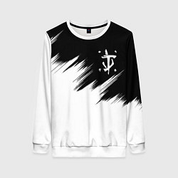 Женский свитшот Doom краски черно белый