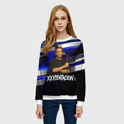 Свитшот женский XXXTentacion с микрофоном довольный, цвет: 3D-белый — фото 2
