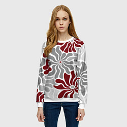 Свитшот женский Цветы cherry and grey pattern, цвет: 3D-белый — фото 2
