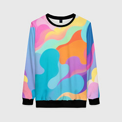 Свитшот женский Разноцветные красивые облака, цвет: 3D-черный