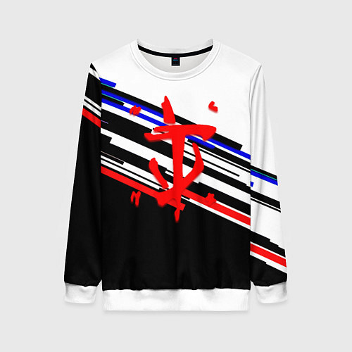 Женский свитшот Doom line color / 3D-Белый – фото 1