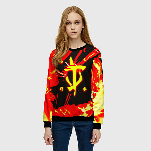 Женский свитшот Doom огненный / 3D-Черный – фото 3
