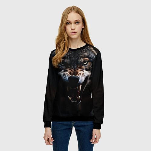 Женский свитшот Волчара / 3D-Черный – фото 3