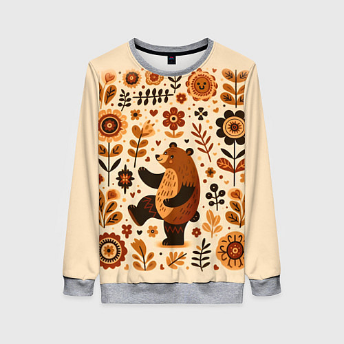Женский свитшот Мишка пляшет / 3D-Меланж – фото 1