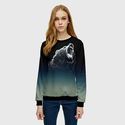Женский свитшот Бурый в гневе - градиент / 3D-Черный – фото 3