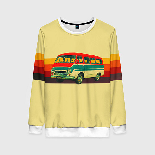 Женский свитшот Ретро автобус РАФ-977 поп-арт / 3D-Белый – фото 1