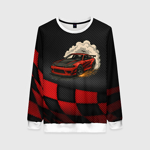 Женский свитшот Дрифт авто с облаком дыма / 3D-Белый – фото 1