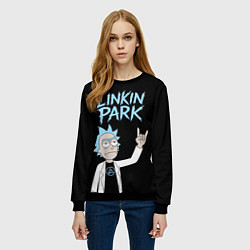 Свитшот женский Linkin Park и Рик рокер двухсторонняя, цвет: 3D-черный — фото 2