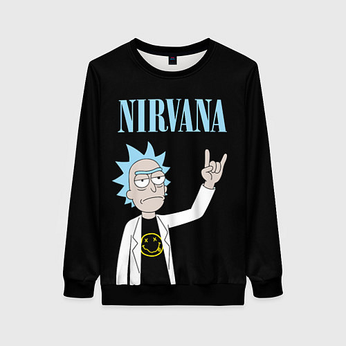 Женский свитшот Нирвана и Рик Санчес из Рик и Морти / 3D-Черный – фото 1