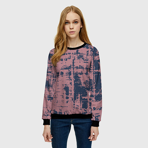 Женский свитшот Текстура с потертостями сине-розовая / 3D-Черный – фото 3