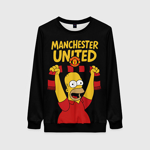 Женский свитшот Манчестер Юнайтед и Гомер Симпсон / 3D-Черный – фото 1