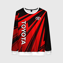 Свитшот женский Тойота - красные полосы, цвет: 3D-белый