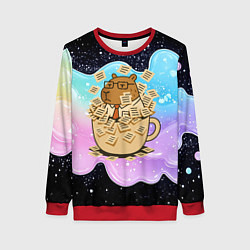 Женский свитшот Менеджер капибара в кружке в стикерах