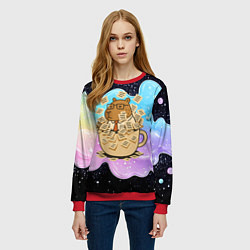 Свитшот женский Менеджер капибара в кружке в стикерах, цвет: 3D-красный — фото 2