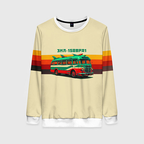 Женский свитшот Ретро автобус ЗИЛ поп-арт / 3D-Белый – фото 1