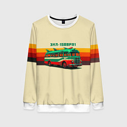 Свитшот женский Ретро автобус ЗИЛ поп-арт, цвет: 3D-белый
