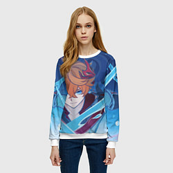 Свитшот женский Genshin Impact Tartaglia hydro, цвет: 3D-белый — фото 2