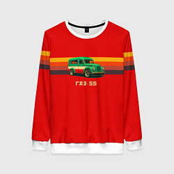 Свитшот женский Рето автобус ГАЗ-55 в стиле поп-арт, цвет: 3D-белый