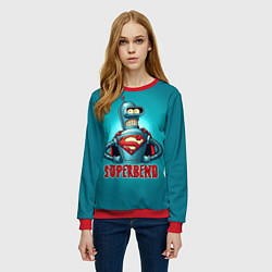 Свитшот женский Bender superman - collaboration, цвет: 3D-красный — фото 2