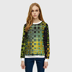 Свитшот женский Абстрактная зелено-черная текстура, цвет: 3D-белый — фото 2