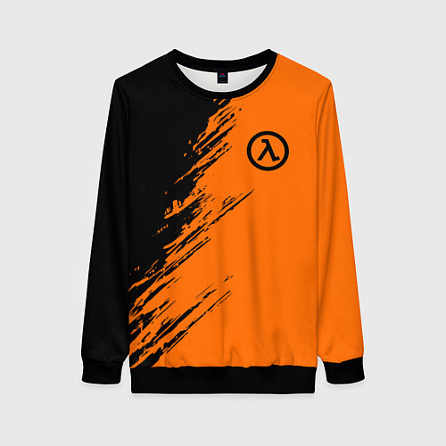 Женский свитшот Half Life - black and orange / 3D-Черный – фото 1
