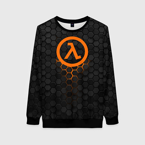 Женский свитшот Халф лайф - темные соты / 3D-Черный – фото 1