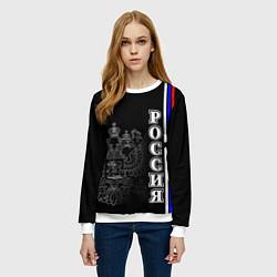Свитшот женский Герб России и флаг на груди, цвет: 3D-белый — фото 2