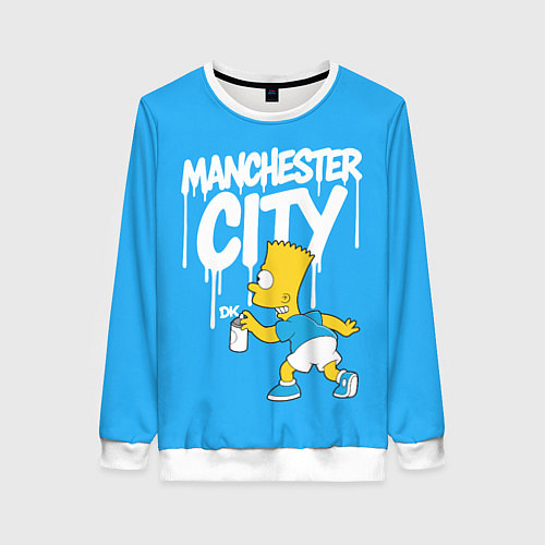 Женский свитшот Граффити Манчестер Сити и Барт Симпсон / 3D-Белый – фото 1