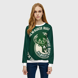 Свитшот женский Milwaukee Bucks надпись, цвет: 3D-белый — фото 2