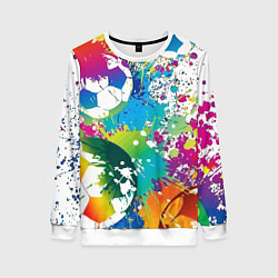 Свитшот женский Краски футбола, цвет: 3D-белый