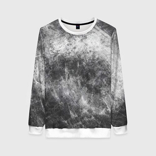 Женский свитшот Абстракция - black and white metal scuffs / 3D-Белый – фото 1