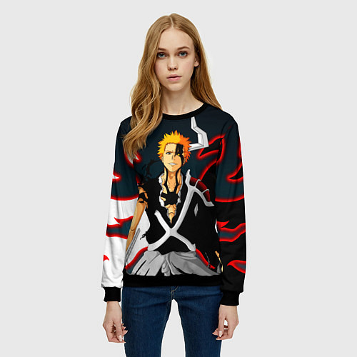 Женский свитшот Ичиго Куросаки Блич / 3D-Черный – фото 3