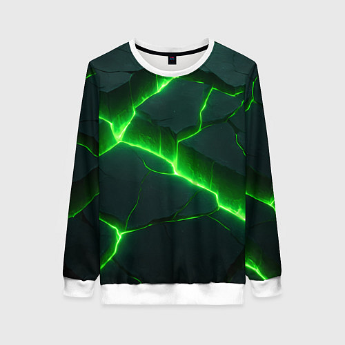 Женский свитшот Кислотный зеленый свет из плит / 3D-Белый – фото 1