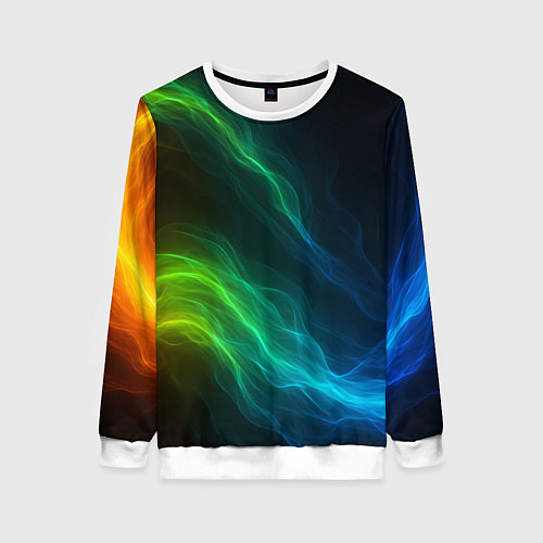 Женский свитшот Разноцветный огонь абстракция / 3D-Белый – фото 1