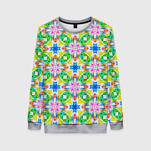 Женский свитшот Разноцветный абстрактный узор / 3D-Меланж – фото 1