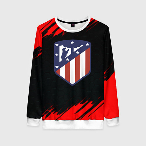 Женский свитшот Атлетико Мадрид красные краски / 3D-Белый – фото 1